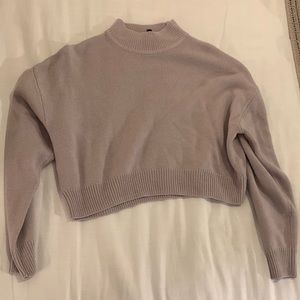 Purple Mock Neck Cropped Sweater
